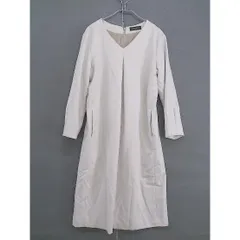 ◇ green label relaxing Vネック バックスリット ノーカラー 長袖 ロング ワンピース ベージュ レディース  【中古】 【1206080007543】