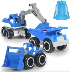 PALTIA ショベルカー ブルドーザー おもちゃ 働く車 砂遊び セット ダンプカー リュック 付き 砂場(ブルー)