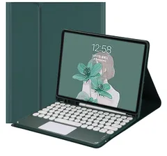 【迅速発送】iPad6 iPad5 iPad Air2 9.7インチ キーボード ケース 丸いキー タッチパット搭載 丸型キートップ 可愛い 第6世代 アイパッド iPad 6 iPad 5 エア2 分離式 カラーキーボード カバー ペンホルダー付き トラック