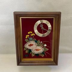 アンティーク額装 額縁 宝石画 貴石画 クォーツ時計 壁掛け 昭和レトロ