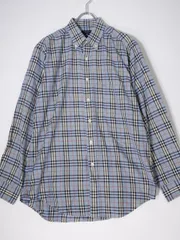 BURBERRY LONDONバーバリー ロンドン ホースマーク刺繍 定番チェックコットンボタンダウンシャツ【M】【MSHA75614】