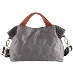 ☆ ダークグレー/キャメル ☆ LIZDAYS キルティングナイロンショルダーバッグ トートバッグ レディース キルティング ショルダーバッグ ハンドバッグ 鞄 かばん バッグ バック 斜めがけ 大人 軽い 軽量 通勤 通学 おしゃれ きれいめ 肩掛け