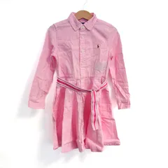 ラルフローレン シャツワンピース トップス 長袖 ベルト付き キッズ 女の子用 5Y115/60サイズ ピンク RALPH LAUREN 【中古】
