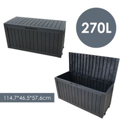 【270L 114.7*46.5*57.6cm キャスター付き】物置 屋外 収納ボックス ブラック ブラウン 収納庫 小型 置き配 ストッカー 物置 屋外収納庫 ベランダ ゴミ箱 ボックス 収納 大容量 アウトドア ガーデン  収納ケース