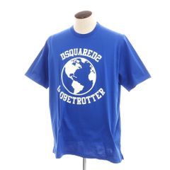 【新品】ディースクエアード DSQUARED2 コットン クルーネック 半袖Ｔシャツ ブルー【サイズL】【メンズ】