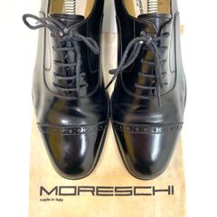 【極美品⭐️魅力的！モレスキーの革靴・紳士靴】 MORESCHI    黒革 ブラック　 サイズ25.5cm     シューキーパー付き　 ヴィンテージ （AYA） 24070601000KGA