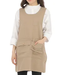 新品 サイドボタン エプロン M～L LL～3L 撥水加工 無地 レディース 大きいサイズ k1048