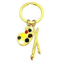 パレット 筆 キーリング キーホルダー キーチェーン 絵の具 絵画 アート 画材 金 アンティーク おしゃれ かわいい かっこいい 鍵 絵 キー