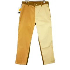 MARNI×carhartt WIP マルニ カーハート 国内正規 23SS COLOUR BLOCK TROUSERS PANT カラーブロックパンツ ワークパンツ コーデュロイ×ダック 切り替え TOBACCO Sのサムネイル