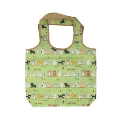 ☆ ねこねこ/みどり ☆ 保冷エコバッグ エコバッグ 保冷 保冷バッグ エコバック 保冷バック トートバッグ ミニバッグ 折りたたみ ランチバッグ コンパクト ファスナー おしゃれ 折り畳み かわいい 手提げ レディース のあぷらす