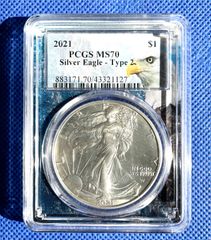 ★PCGS最高鑑定★2021アメリカ イーグル銀貨  PCGS MS70     Silver Eagle Type-2　コレクション　希少