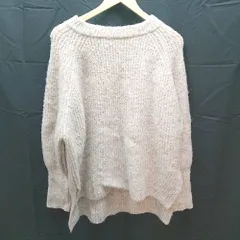 ◇ ap retro クルーネック シンプル ウール混 長袖 ニット セーター フリーサイズ ベージュ ブラウン レディース E  【1304050044601】