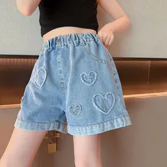 キッズ　ガールズ　デニムパンツ　ショートパンツ　短パン[100-160サイズ]