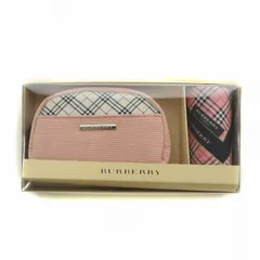 バーバリー BURBERRY ハンカチ ハンカチーフ ポーチ 小物入れ 2点セット チェック柄 総柄 ロゴ シルバー金具 ピンク /XZ ■GY18