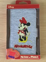 ディズニー iPhone XS X 対応 スウェットフリップカバー DN-475B ミニーマウス