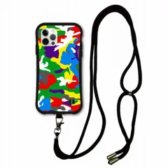 [iPhone12 Pro Max] スマホショルダー付 iPhone16 i-coronケース アイフォン 15 Pro Plus Pro Max 14 13 12 スマホケース 全機種対応 ショルダー タイプ 背面保護 耐衝撃 カラフル アーミー 迷彩柄 