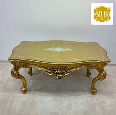 SILIK（正規品）シリック イタリア製 コーヒ テーブル センターテーブルゴールド 金箔 ロココテーブル ガラストップ付き