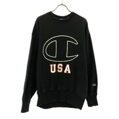 Champion チャンピオン ロゴプリント 長袖 トレーナー M ブラック スウェット メンズ 古着