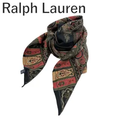 ラルフローレン Ralph Lauren スカーフ ペイズリー柄 ダークカラー シルク ブラック レッド系