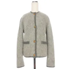 ミラオーウェン Mila Owen 24AW 金釦短丈アルパカニットカーデジャケット ファー カーディガン 長袖 0 グレー 灰 09WNJ244003のサムネイル