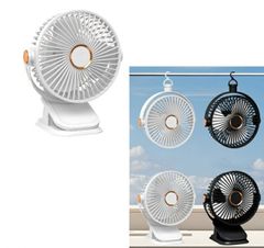 クリップ式 充電式 壁掛け対応 卓上扇風機 ナイトライト付 吊り下げ スタンド 計量 USB扇風機 車 オフィス インテリア ホワイト　dar-clipsen02
