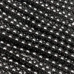 ヘマタイト［磁気入り］丸玉 4mm【1連販売】 / 6-23 HE4M-X