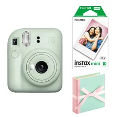 (3点セットA)富士フイルム インスタントカメラ チェキ instax mini 12 グリーン フィルム アルバム 付き！