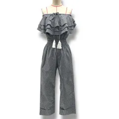 新品 未使用 タグ付き mikomori ミコモリ フリルロンパース オールインワン オフショルダー ギンガムチェック チェック柄  COO65 B2PCO2 黒 白 ブラック ホワイト Mサイズ レディース 夏 ゴーゴー古着久喜倉庫店 No.919