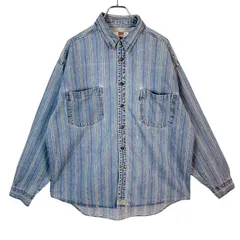 リーバイスLevi's長袖デニムシャツデザインシャツストライプ青ブルー白ホワイト灰色グレーコットンy2kアメカジグランパコアネオストリートvintageヴィンテージ50704