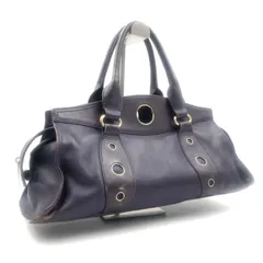 ■稀少デザイン■CELINE セリーヌ　ハンドバッグ　ミニボストンバッグ　サークルパンチング　レザー　本革　パープル　ゴールド金具　トリオンフロゴリベット　ロゴ型押し　イタリア製　レディース