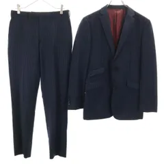 BURBERRY BLACK LABEL バーバリーブラックレーベル 日本製 ウール ストライプ柄 スーツ 上下 セットアップ 38R ネイビー 三陽商会 メンズ 古着