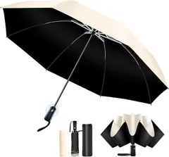 Ludan 折りたたみ傘 【逆折り式·逆戻り防止安全設計】8本骨 折り畳み傘 ワンタッチ 自動開閉 飛び出し防止 UPF50+ uvカット 遮光遮熱 おりたたみ傘 折り畳み日傘 紫外線遮断 日焼け防止 梅雨対策 台風対応 男女兼用 おしゃれ 収納ケース付き