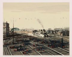 ヒロ・ヤマガタ「ラスト・ロコモティブ」鉄道風景 版画 インテリア #523-2 ヒロ・ヤマガタ「ラスト・ロコモティブ」鉄道風景 版画 インテリア