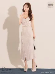 ピンク[DE3273-P-2409]【DEA. by ROBE de FLEURS/ディアバイローブドフルール】マーメイド/ ツイード/ ノースリーブ/ セットアップ/ ミディアムドレス/ キャバドレス