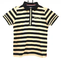 【美品】キャロウェイ 半袖ポロシャツ ベージュ×黒 ボーダー DRYSPORT ラメ糸 レディース S ゴルフウェア Callaway