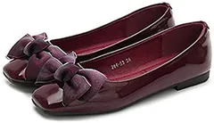 Puchihapi(プチハピ) 大きめ リボン 付き パンプス 歩きやすい ローヒール ふんわり クッション レディース(ワインレッド,  22.0 cm)