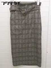◇ ◎ BABYLONE バビロン チェック 膝下丈 タイト スカート サイズ36 ブラック ベージュ ブラウン レディース 【中古】 【1103180002006】