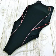 SE2-X20☆arenaアリーナ競泳水着 L ななめボーダー 黒 コーラル オープンバック シンプル クール レディース 練習用水着 フィットネスジムプール ワンピース■