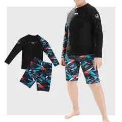 男の子 160cm ラッシュガード  ラッシュガード 水着 男児 2点セット 紫外線対策 海 アウトドア