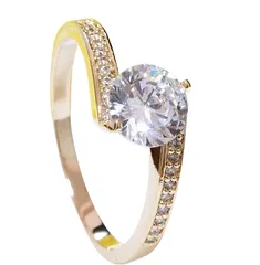 指輪 18K RGP ゴールド ダイヤ CZ 1粒 7mm リング　gu1163eのサムネイル