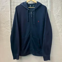 ポロ ラルフ ローレン ネイビー フード付き ジップアップパーカー M