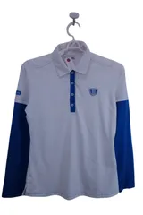 【美品】adidas(アディダス) 長袖ポロシャツ 白青 レディース M ゴルフウェア 2311-0139 中古