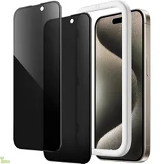 JEDirect iPhone15ProMax 6.7インチ（15 Pro Max）用 プライバシーフルスクリーン保護フィルム 強化ガラスフィルム 覗き見防止 強化ガラスフィルム 黒縁 ガイド枠付き ケースに干渉なし 2枚セット1