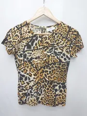 ◇ ⊂ Φ UMA<!-利用不可文字-!>ESTNATION レオパード柄 半袖 Tシャツ カットソー サイズ38 ブラウン ブラック ホワイト系 レディース P  【1409090049521】