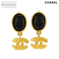 シャネル CHANEL ココマーク カラーストーン スイング イヤリング ブラック ゴールド 96A ヴィンテージ アクセサリー 90228100