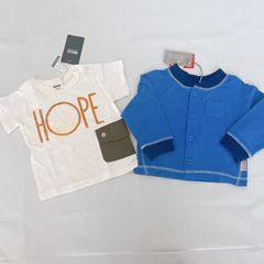新品　未使用 タグ付き BREEZE 半袖 Tシャツ UVカーディガン　80  ブルー　ホワイト　男の子　女の子