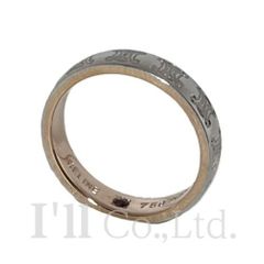 CELINE　セリーヌ　マカダム　リング　Pt900　750PG　1Pルビー0.02ct　12号　ブランドジュエリー　アクセサリー　指輪　Au750　K18PG　ピンクゴールド　18金　プラチナ　ロゴ【中古】【76483】