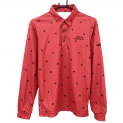 【美品】ホンマ 長袖ポロシャツ レッド×黒 ロゴ総柄 メンズ M ゴルフウェア HONMA