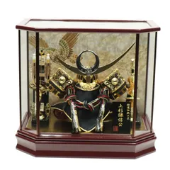 五月人形 ケース入兜  10号 上杉謙信 六角ガラスケース 2025-yb023 幅41cm ケース飾り 戦国武将 端午の節句 節句 お祝い インテリア