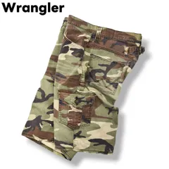 ラングラー Wrangler ストレッチ カーゴ ハーフ パンツ ショーツ ジップアップ シンチバック ロゴ入り 5ポケット L 迷彩柄 アメリカン カジュアル ミリタリー ストリート メンズ